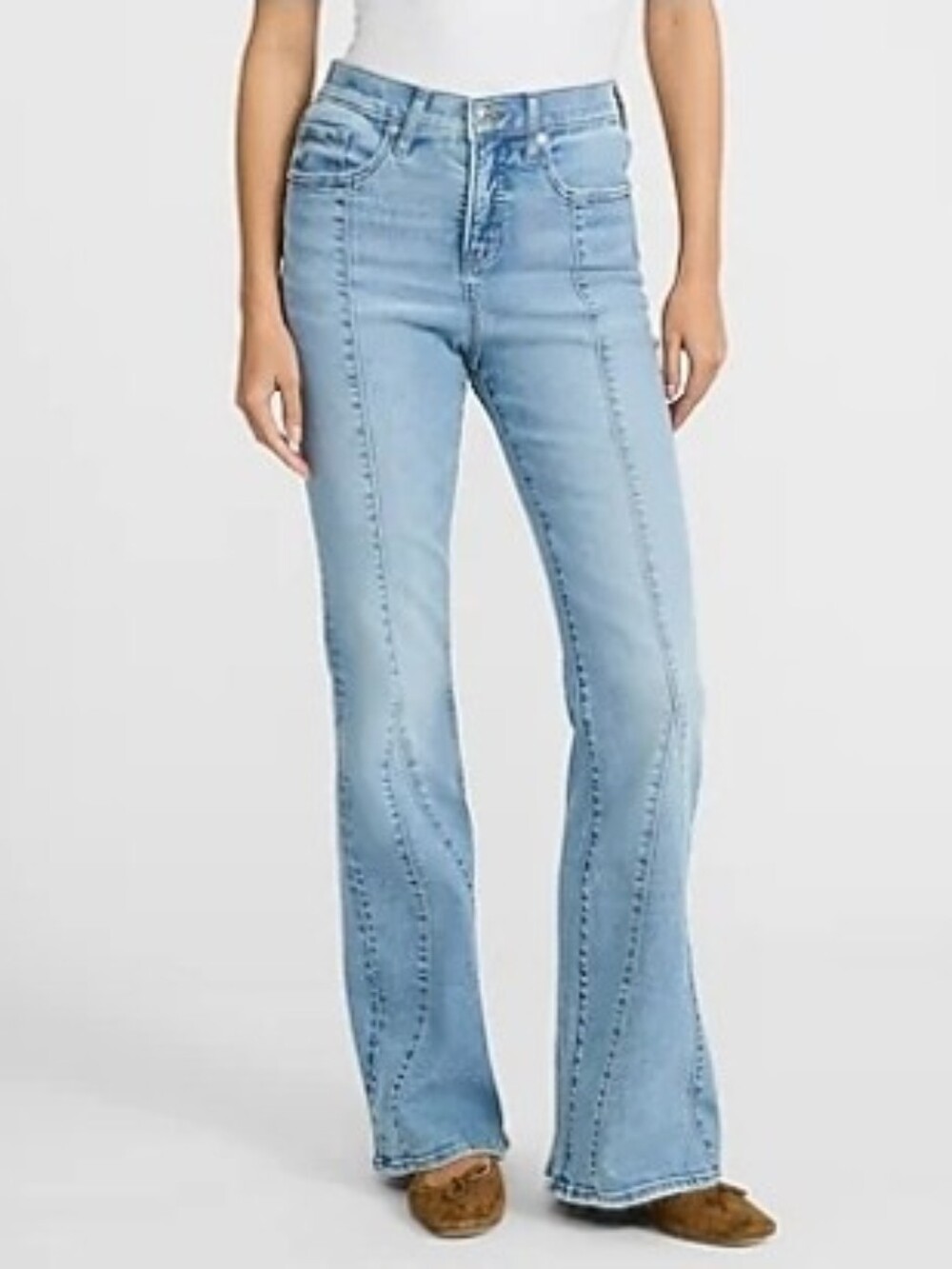 Express ‘70s Flare High Rise Light Blue High-Rise Flare Jeans